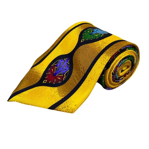 Ruch Limbaugh No Boundaries Collections Yellow Multicolor Silk Patterned Tie - Picture 1 of 7